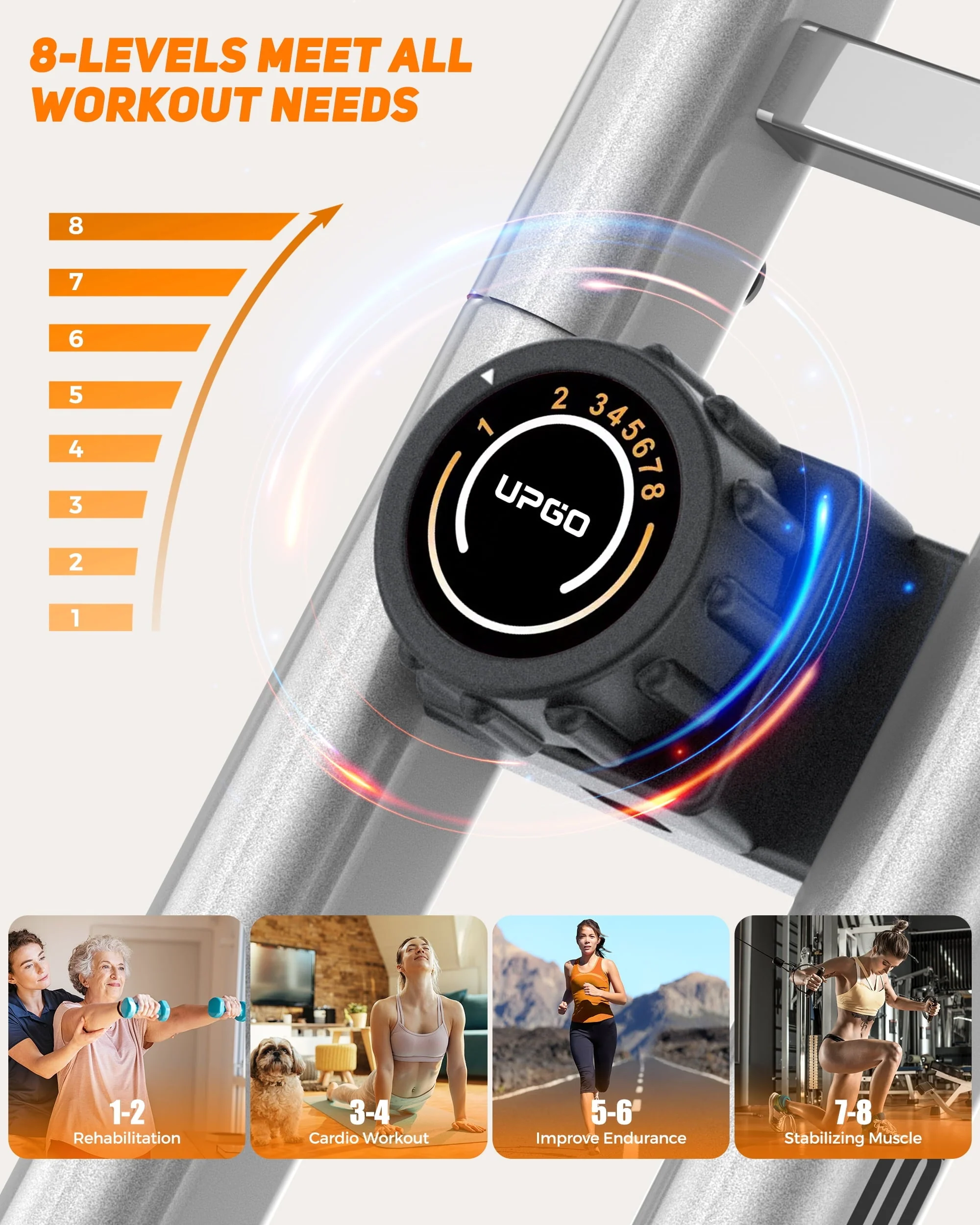 Folding Exercise Bike 4 in 1 Upright Indoor Cycling Bike with 350lbs Capacity Foldable Stationary Bike with Large Comfortable Seat Cushion and Arm Resistance Band, Pulse Sensor Image 10