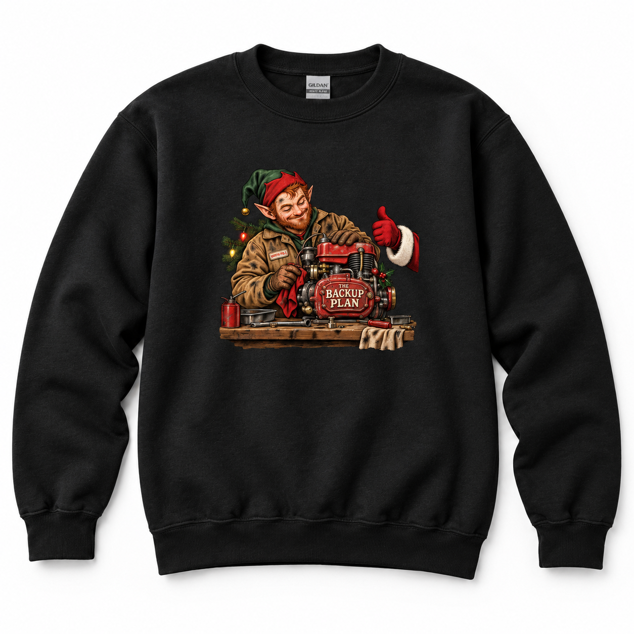 The Backup Plan Elf Mechanic Crewneck Sweatshirt