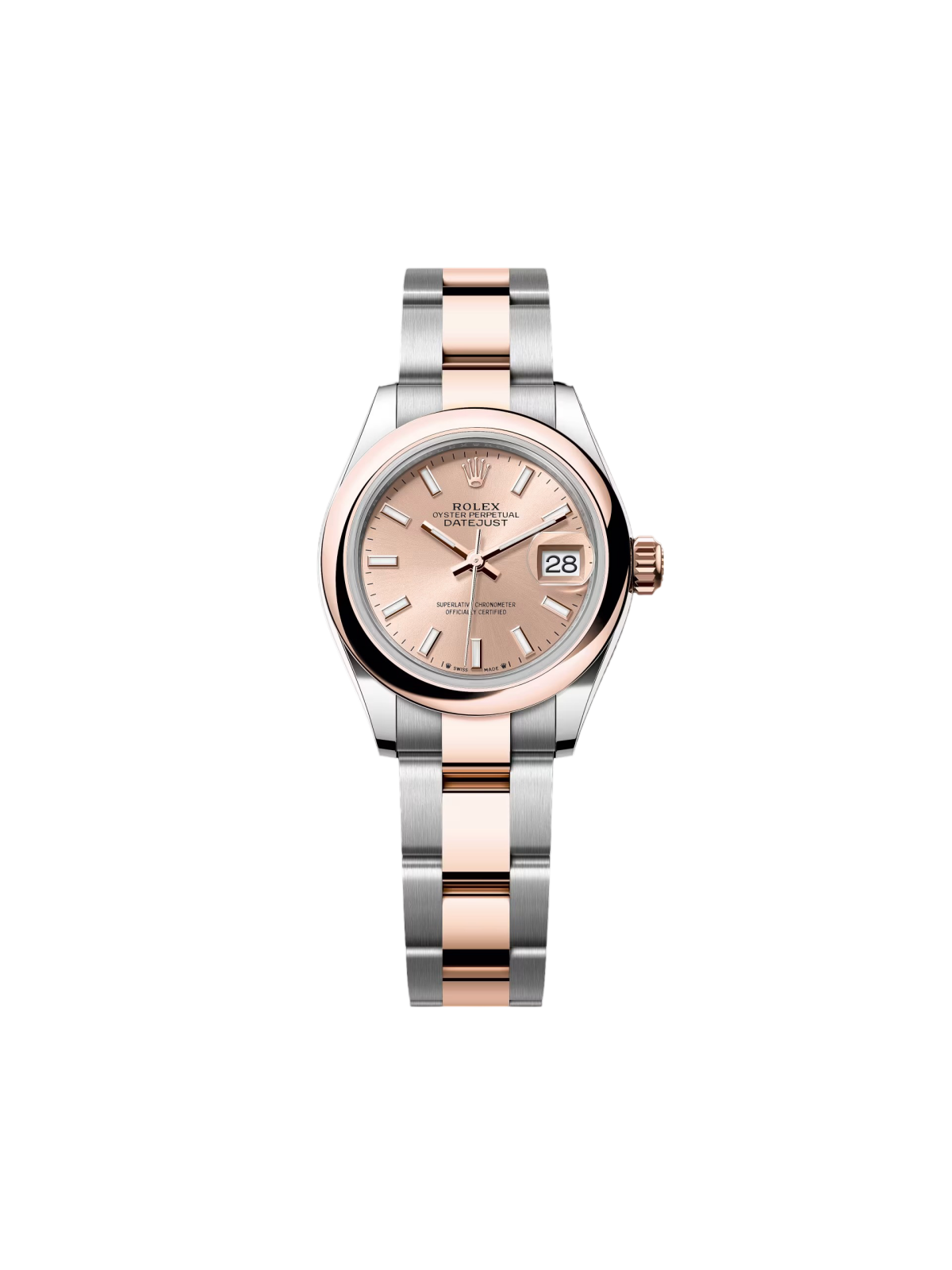 【Super Clone】RLX Lady-Datejust 28mm  279161 Rose Stick Dial, Two Tone Stainless Steel & 18K Rose Gold Oyster Bracelet Women's Watch