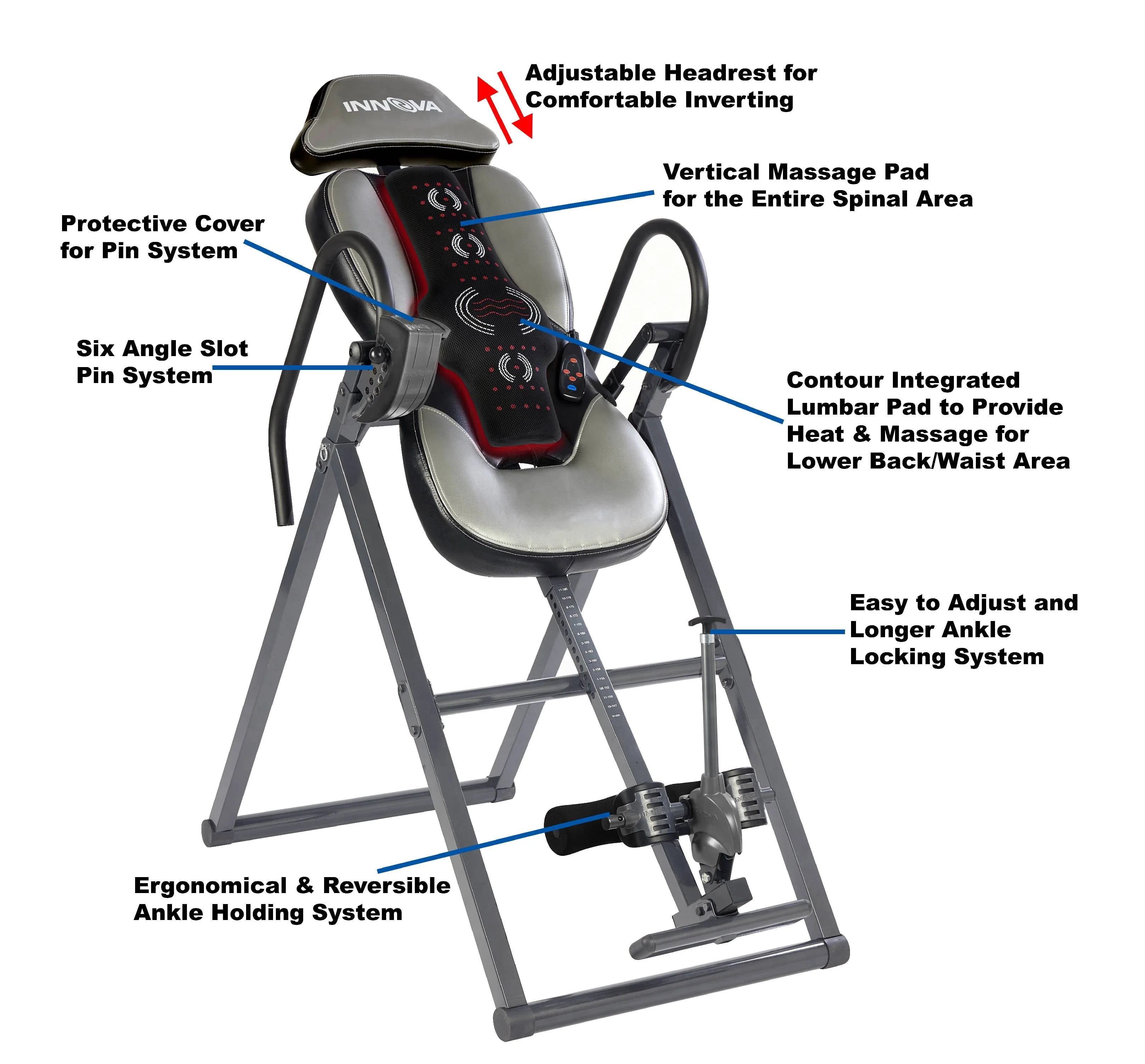 Innova ITM5950 Advanced Heat and Massage Therapeutic Inversion Table, , 300 lb Max Weight Capacity Image 3