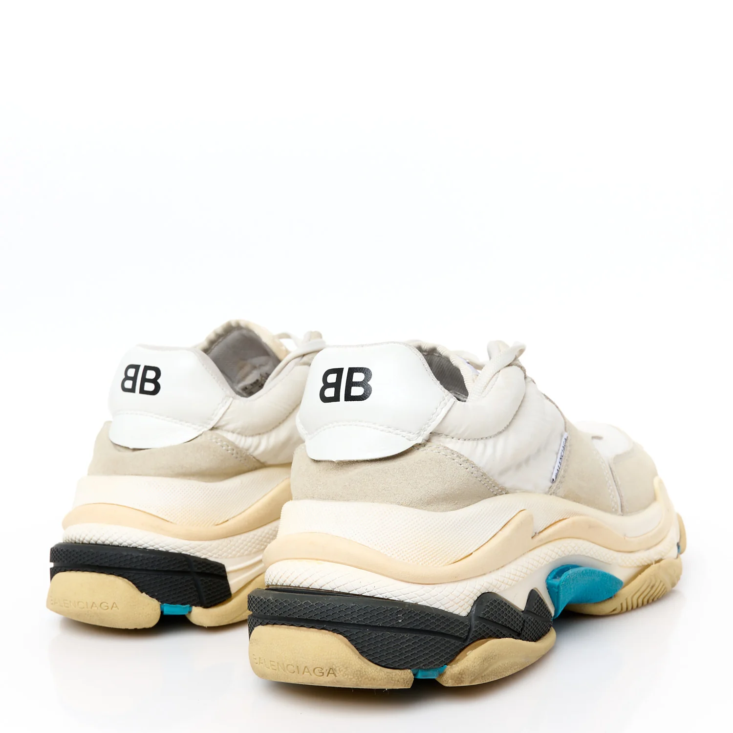 Nylon Suede Mens Triple S 2.0 Sneakers 44 White Grey Blue