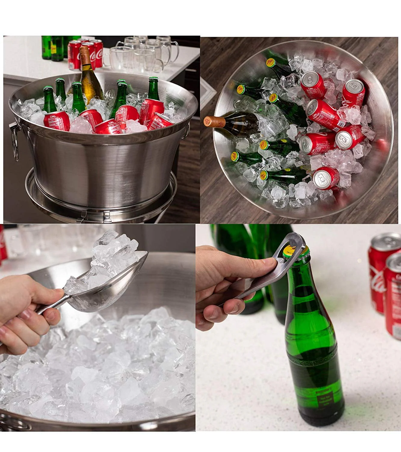 Birdrock Home 18/8 Stainless Steel 30 Qt. Beverage Tub with Stand - Silver