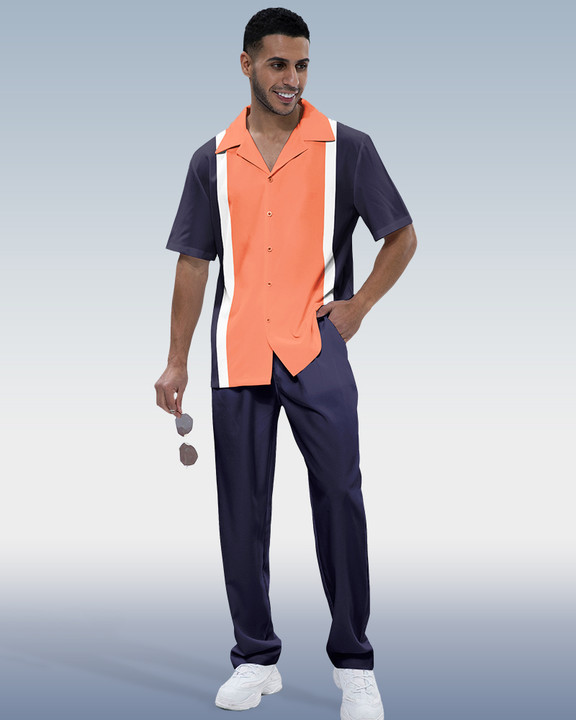 Costume de marche pour homme Suitmens, bleu marine et corail