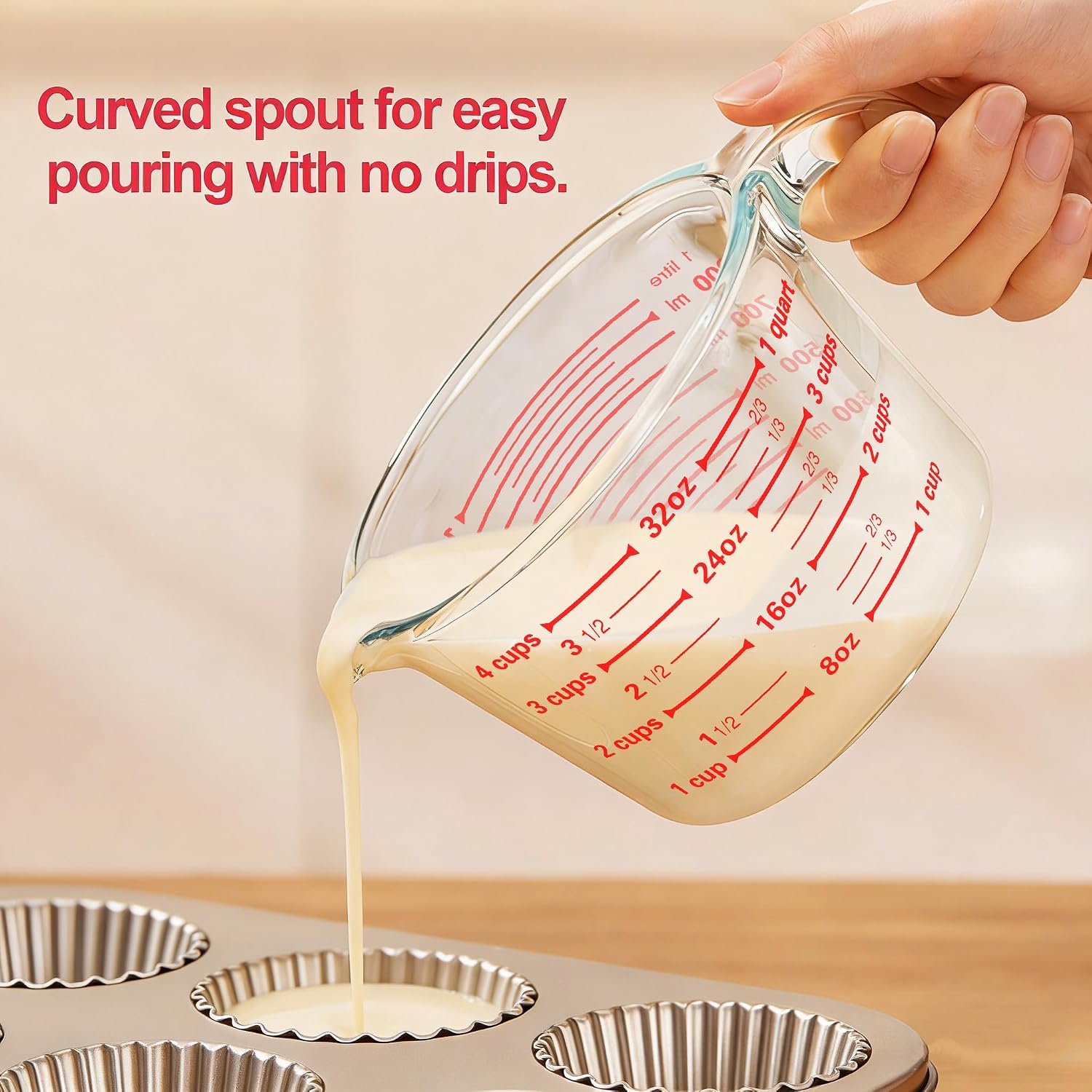M MCIRCO 6 Pcs Glass Measuring Cups with Lids Set, 1 Cup, 2 Cup, 4 Cup