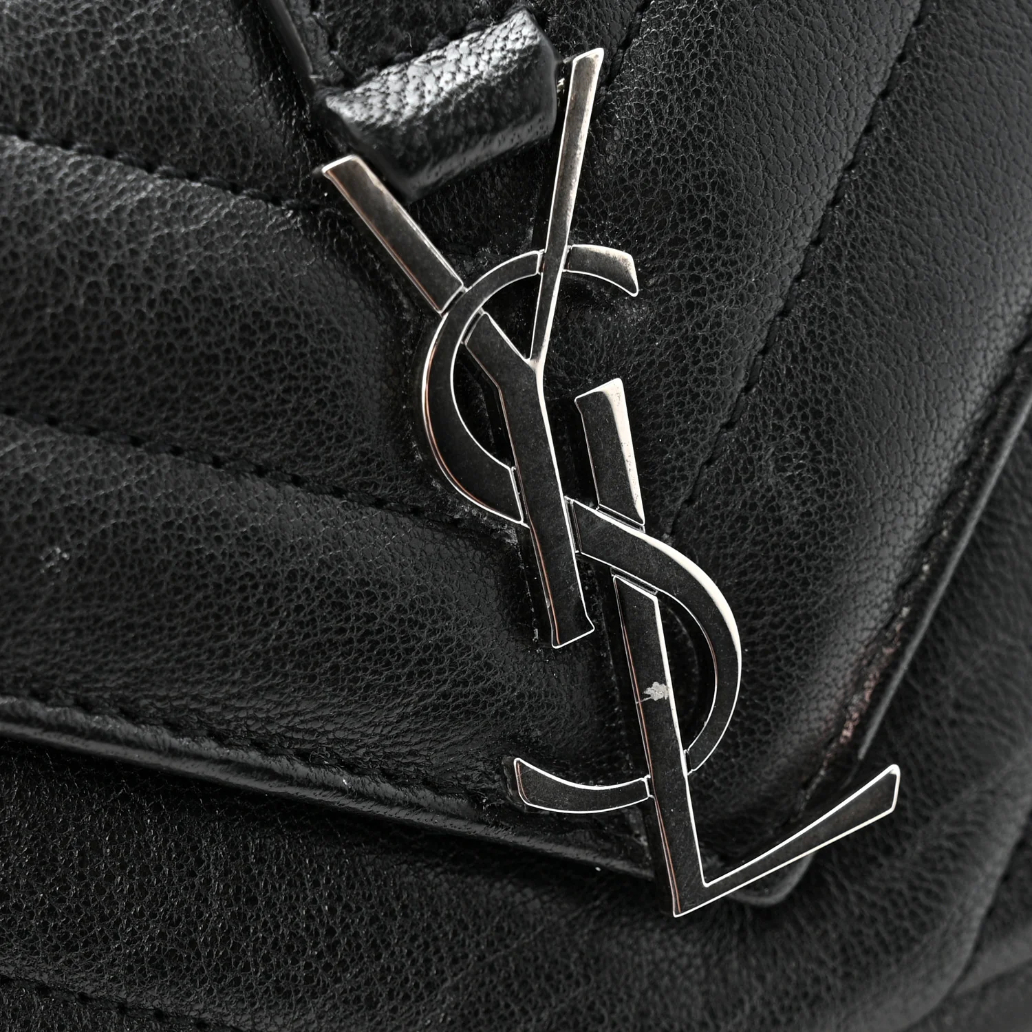 Sheepskin Matelasse Chevron Monogram Mini College Bag Black