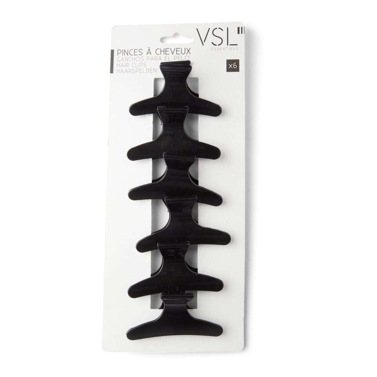 Lot de 6 pinces à cheveux plastique noir