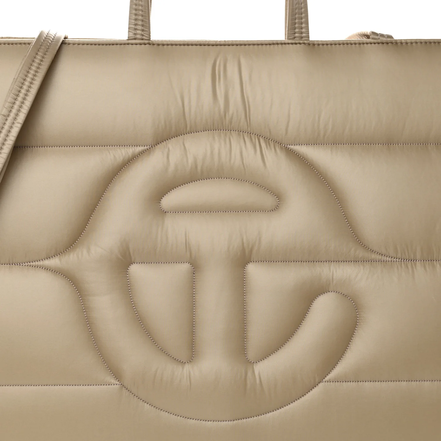 Nylon Large Puff Shopping Bag Cream