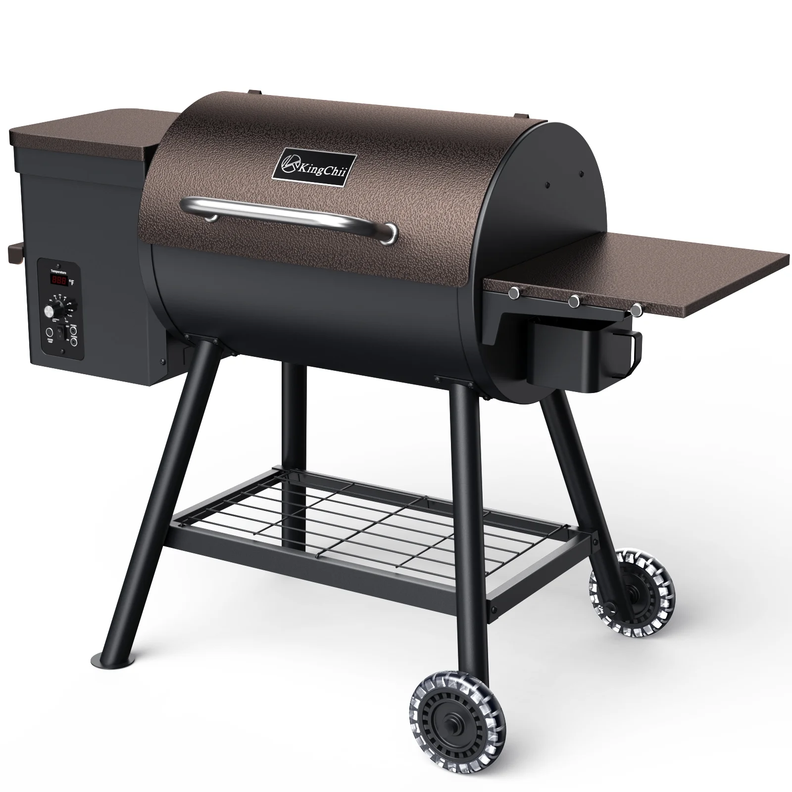 Chiminea Outdoor Fireplace, Wooden Fire Pit for Patio Backyard with Cover, Black(NFP056A) - Image 9