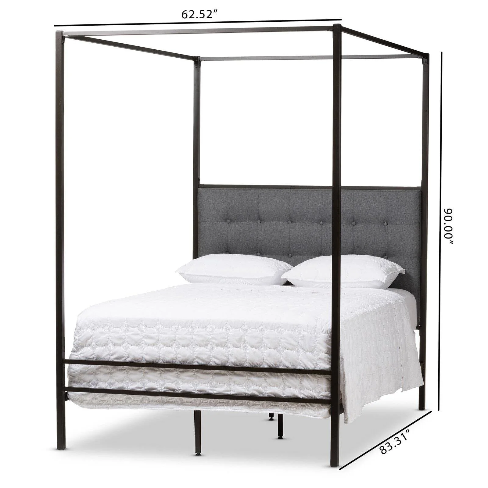 Baxton Studio Eleanor Vintage Black Finished Metal Canopy Queen Bed