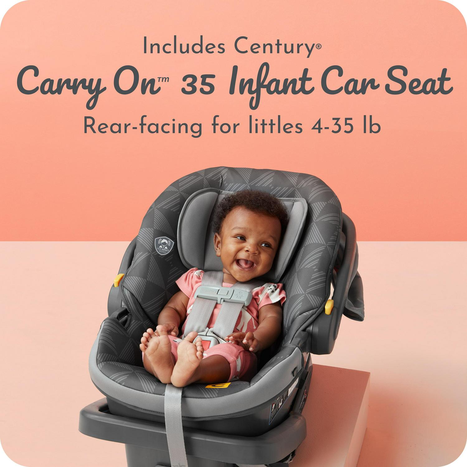 Century Stroll on 3 - Wheel 2 - in - 1 Lightweight Travel System Stroller. Unisex. Berry