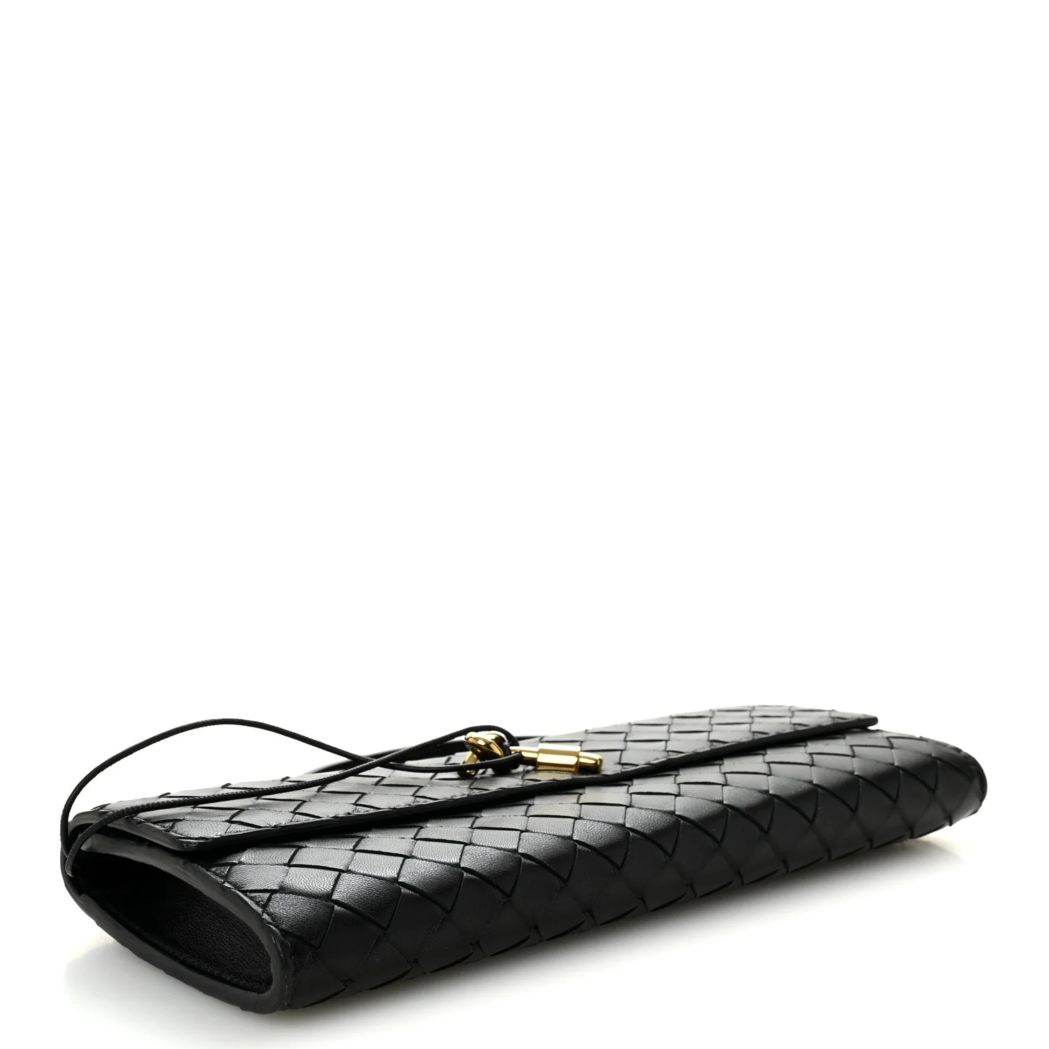 Nappa Intrecciato Long Andiamo Top Handle Clutch Black