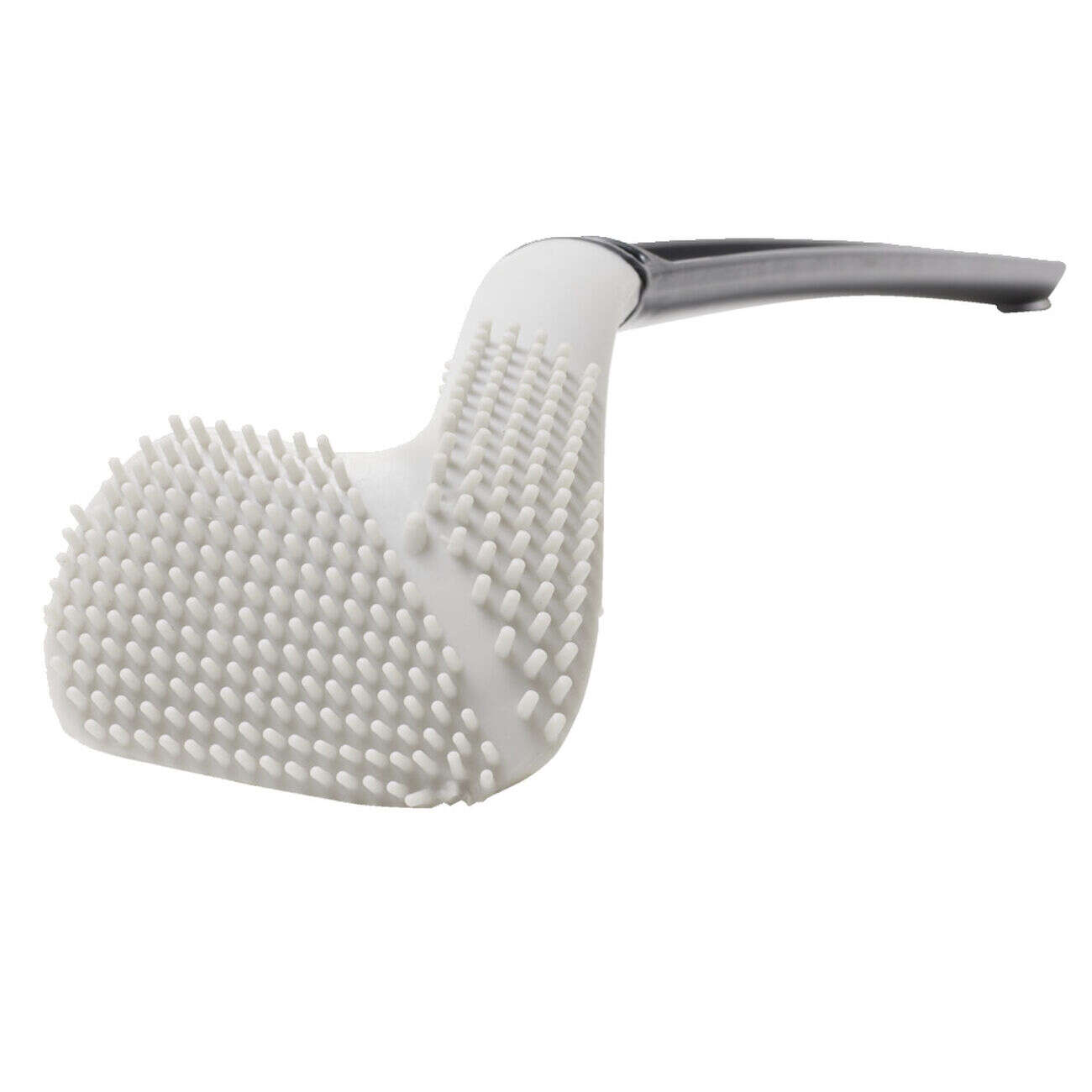 Brosse de toilette en silicone et plastique incurvée blanc et noir H39,3cm
