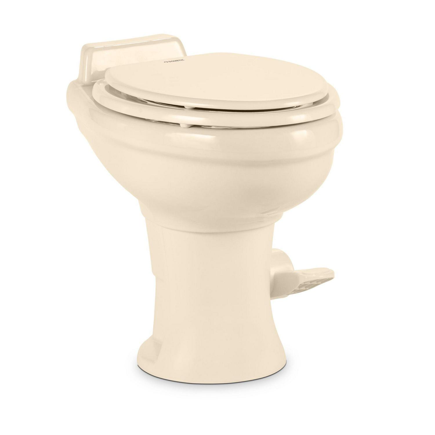 320 RV Toilet Gravity Flush with enameled wood seat Standard Height Flush with Foot Pedal for RVs. Trailers. and Outdoor Campers - Image 7