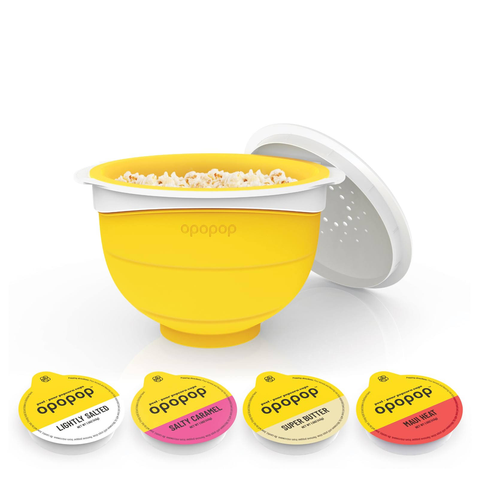Opopop Microwave Popcorn Variety 4-Pack - Gourmet Popcorn Kit with Collapsible Silicone Popper, Gluten Free Snacks Variety Pack, BPA-Free and