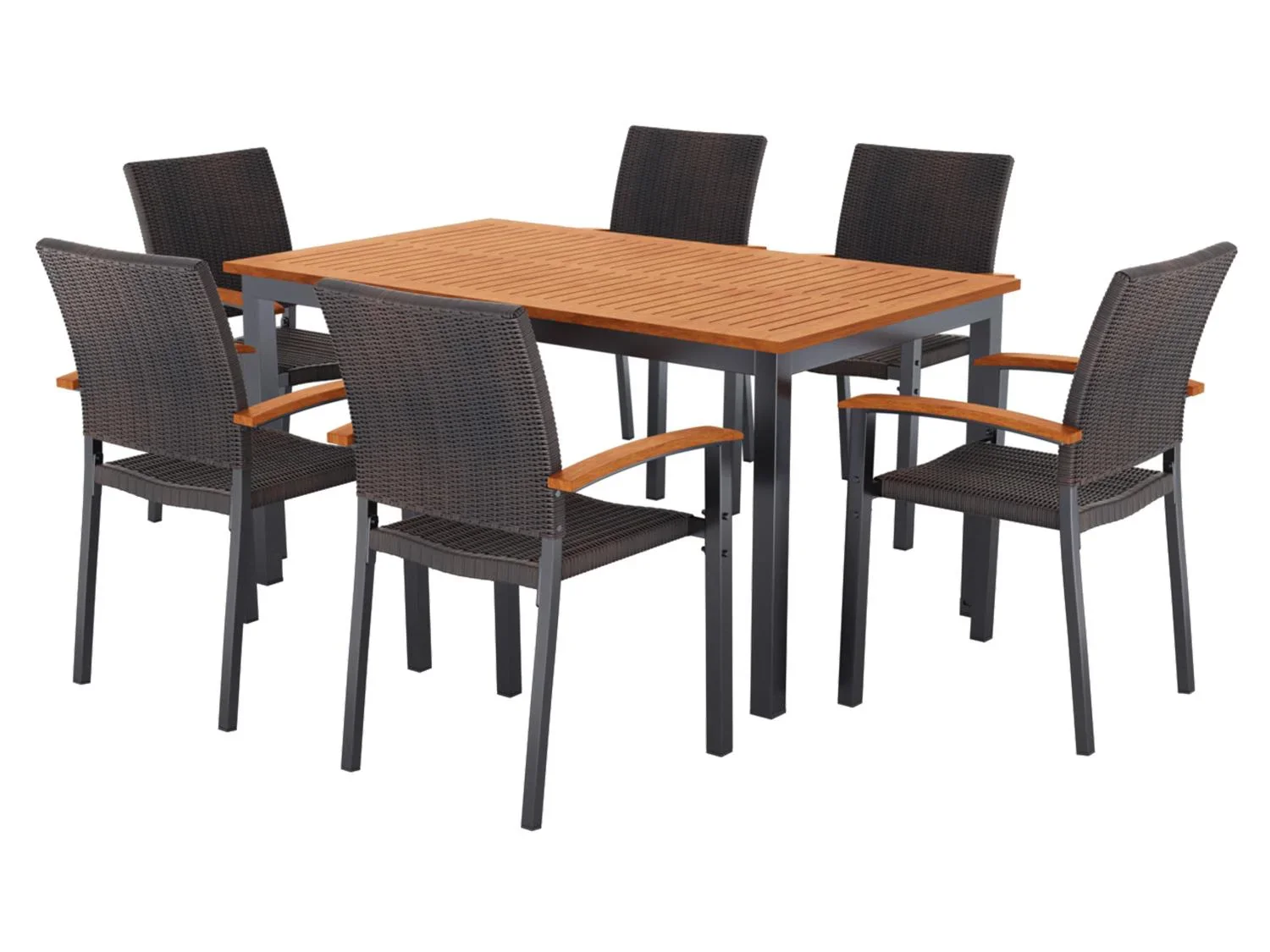 LIVARNO Table de jardin + Lot de 6 fauteuils en rsine tresse Valencia