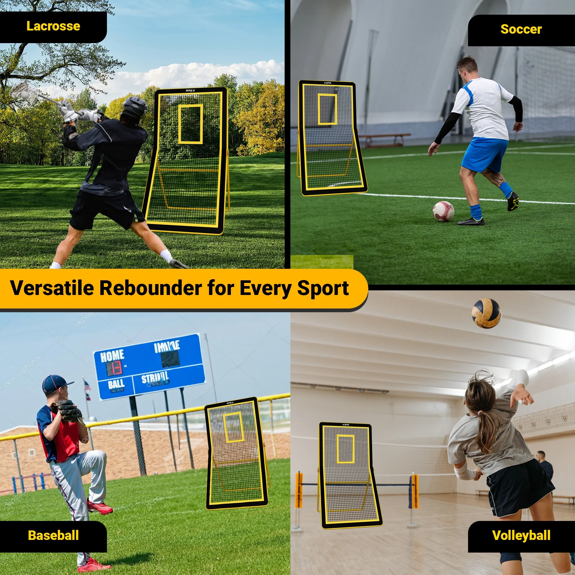 Professional Lacrosse Rebounder Volleyball Rebounder (4x7 Feet) Adjustable 5 Angles, Soccer and Baseball Rebounder Practice Net with Precision Target Strip, Sturdy Frame - Image 6