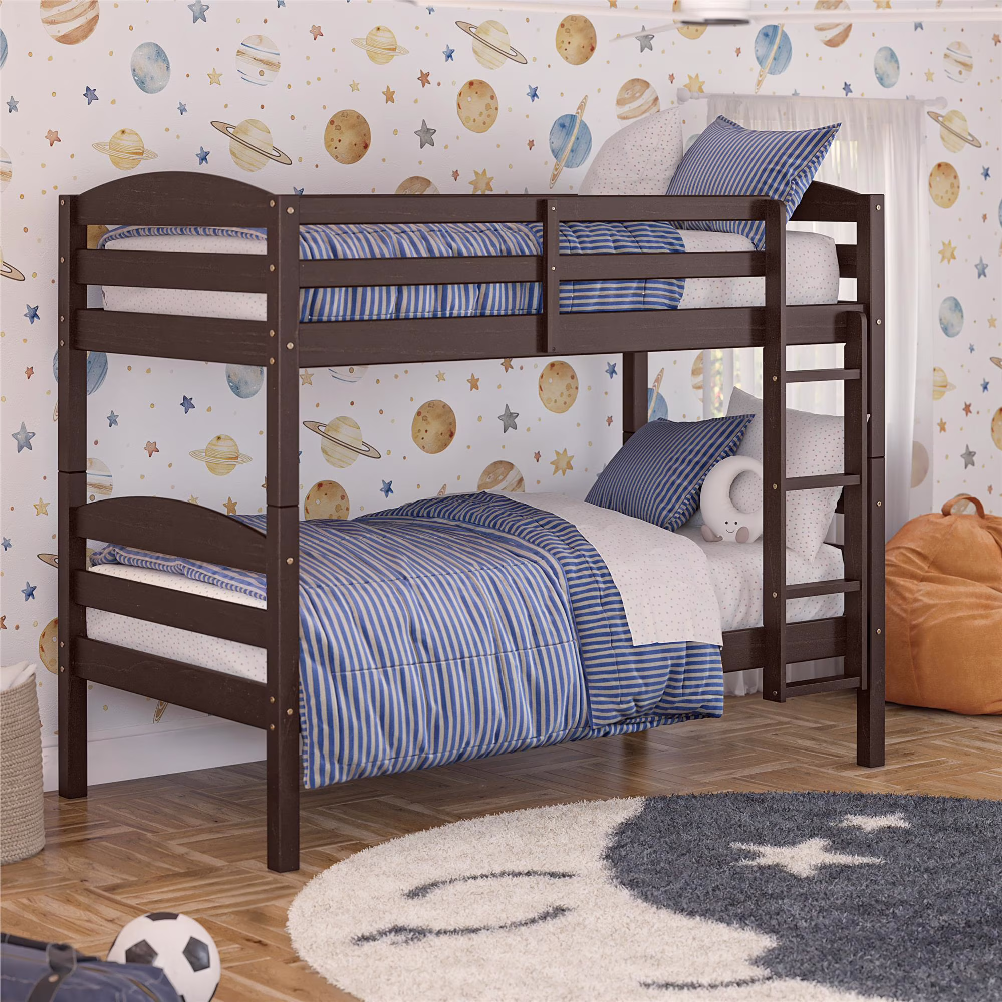 Better Homes & Gardens Leighton Solid Wood Twin-over-Twin Convertible Bunk Bed, Vanilla