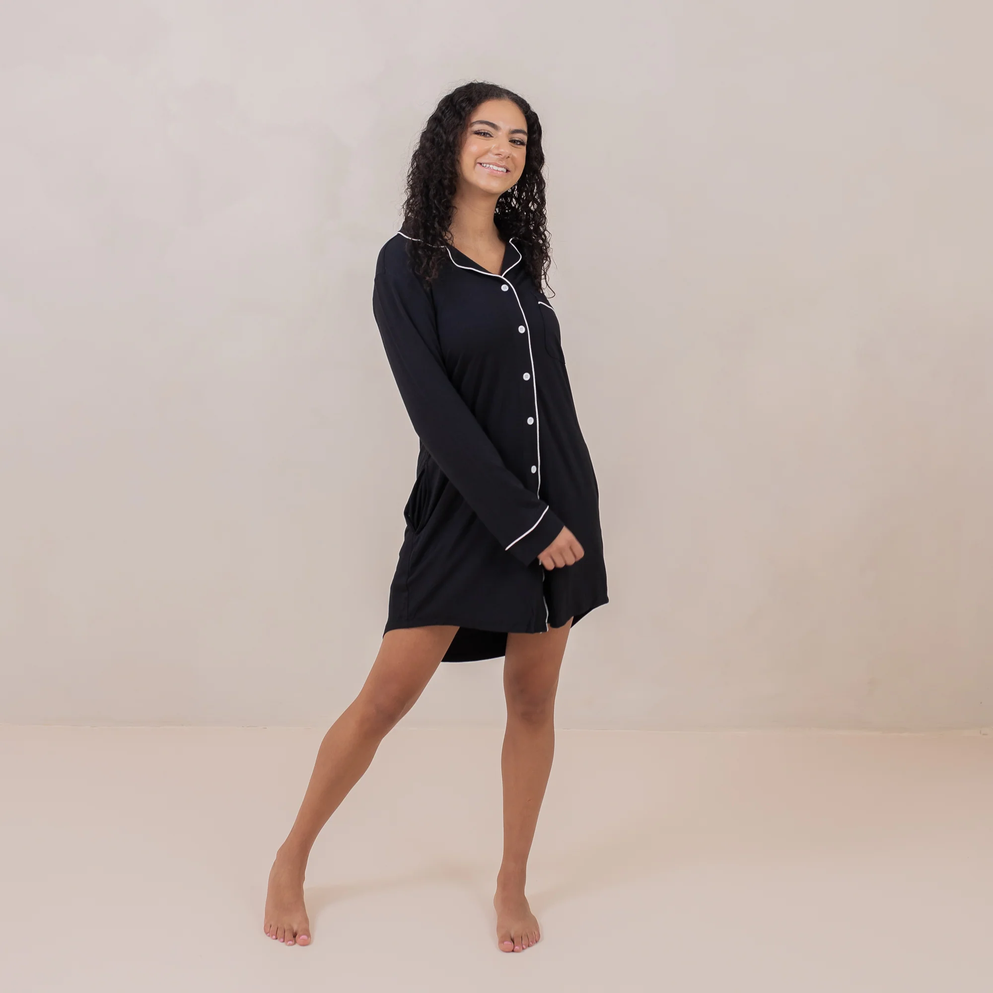 Long Sleeve Women’s Nightshirt in Midnight