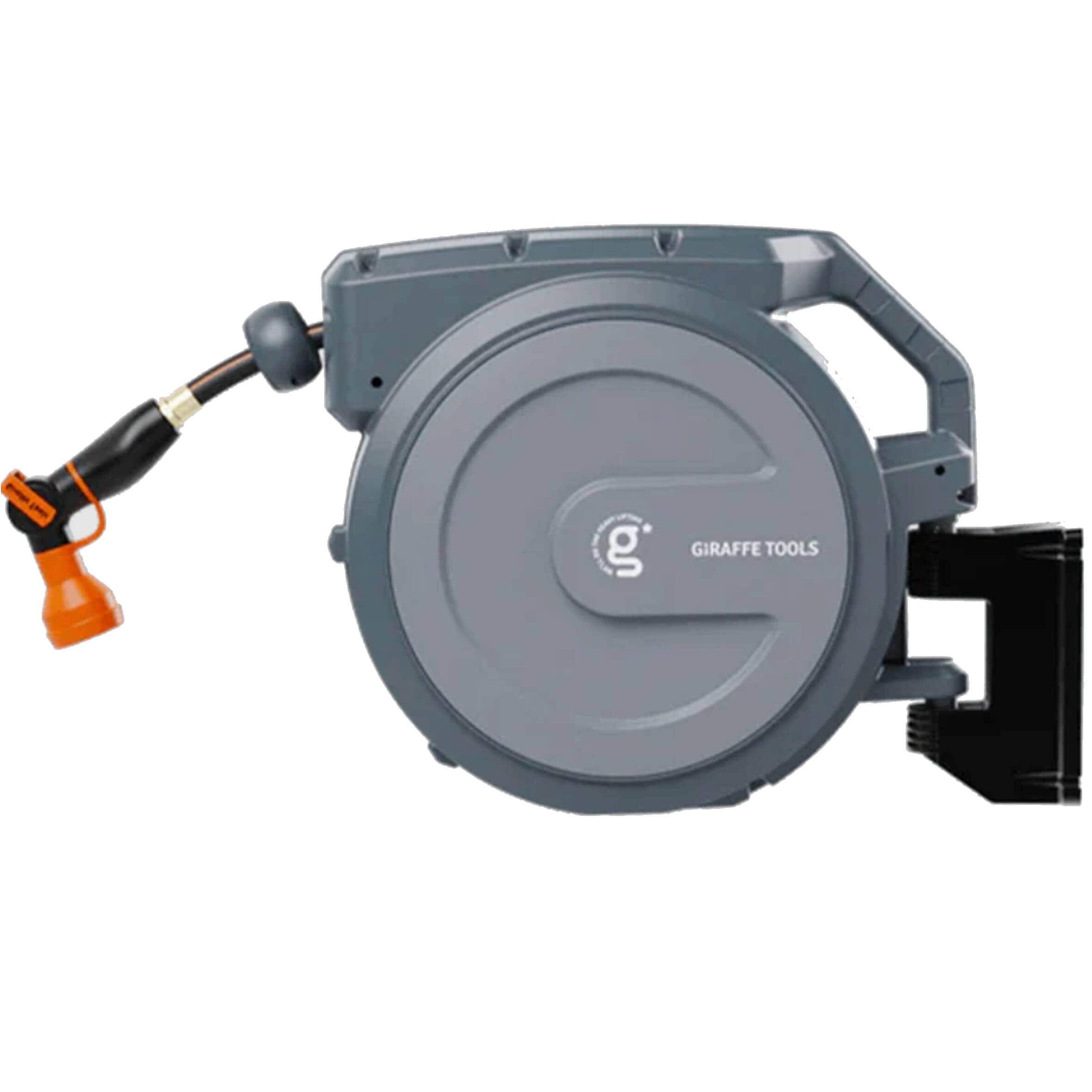 Retractable Garden Hose Reel 130-ft 1/2-in Dark Grey Metal Bracket