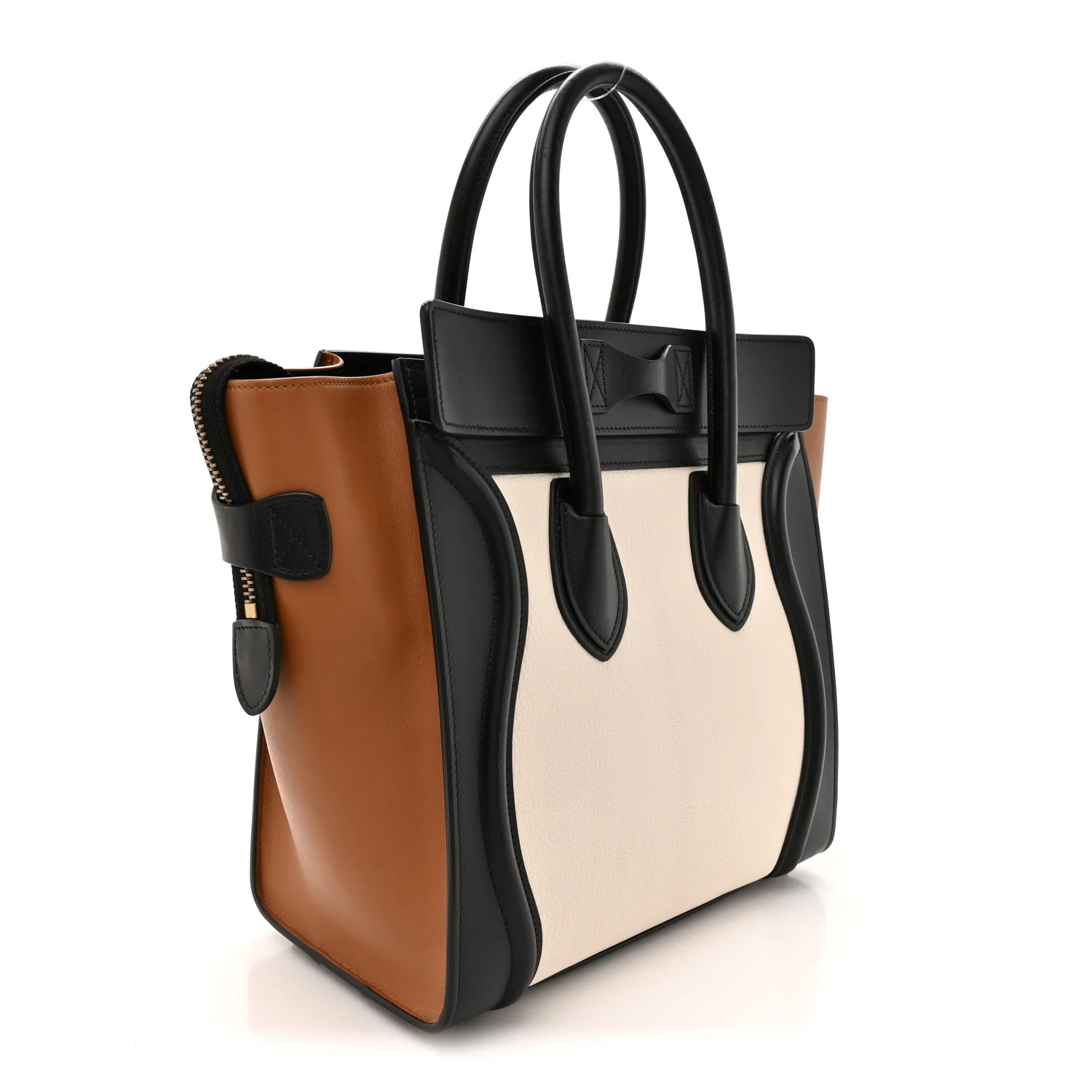 Baby Grained Calfskin Nubuck Micro Tri-Color Luggage White