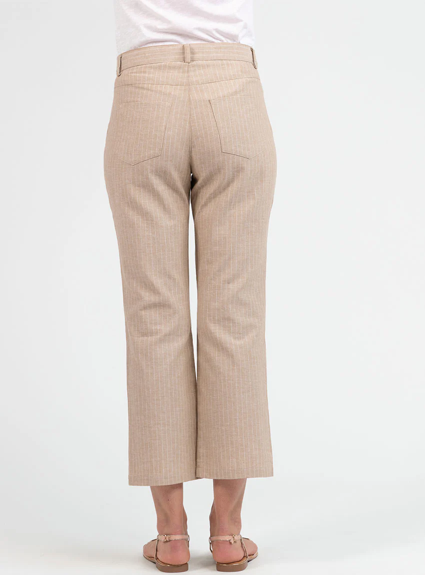 Pantalon rayé beige 7/8ème femme