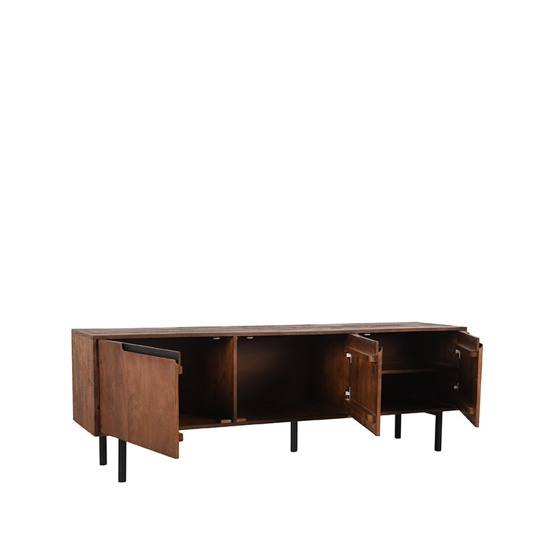 LABEL51 - Tv-Meubel Rio 180 cm - Espresso Mangohout - Zwart Metaal