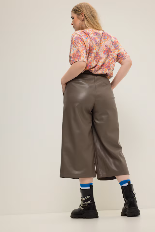 Faux Leather Wide Leg Culottes