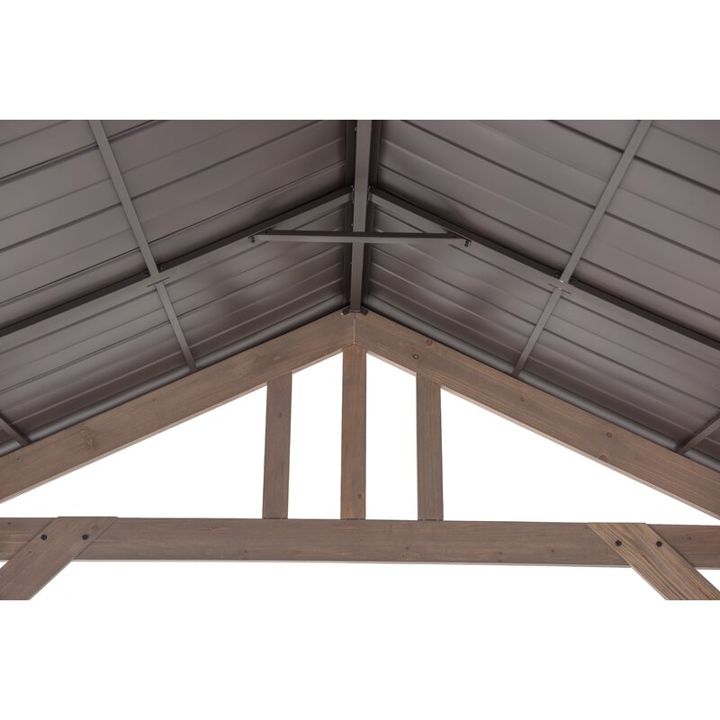 Gazebo de patio Sunjoy en bois de cèdre massif de 4,27 m de large x 3,66 m de profondeur
