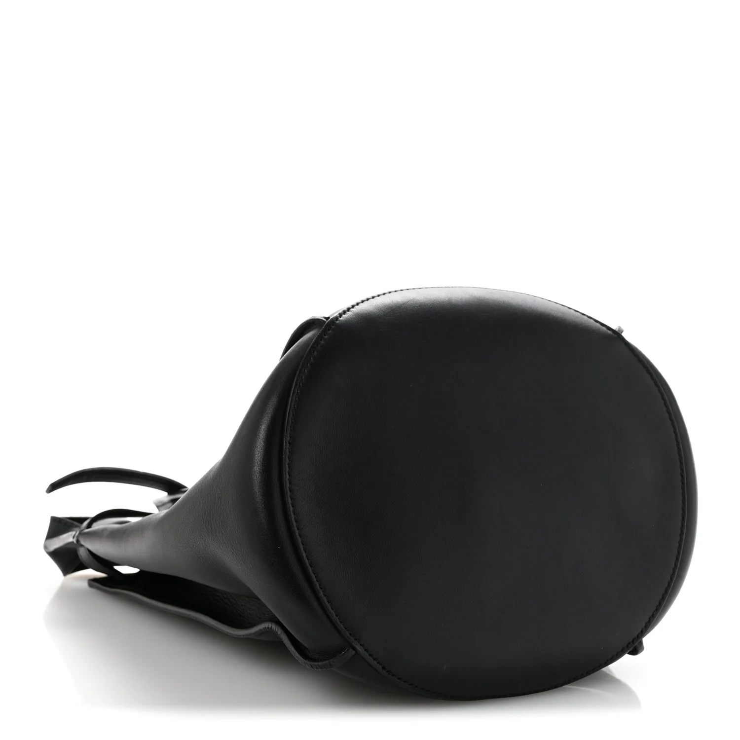 Supple Grained Calfskin Long Strap Big Bag Bucket Black