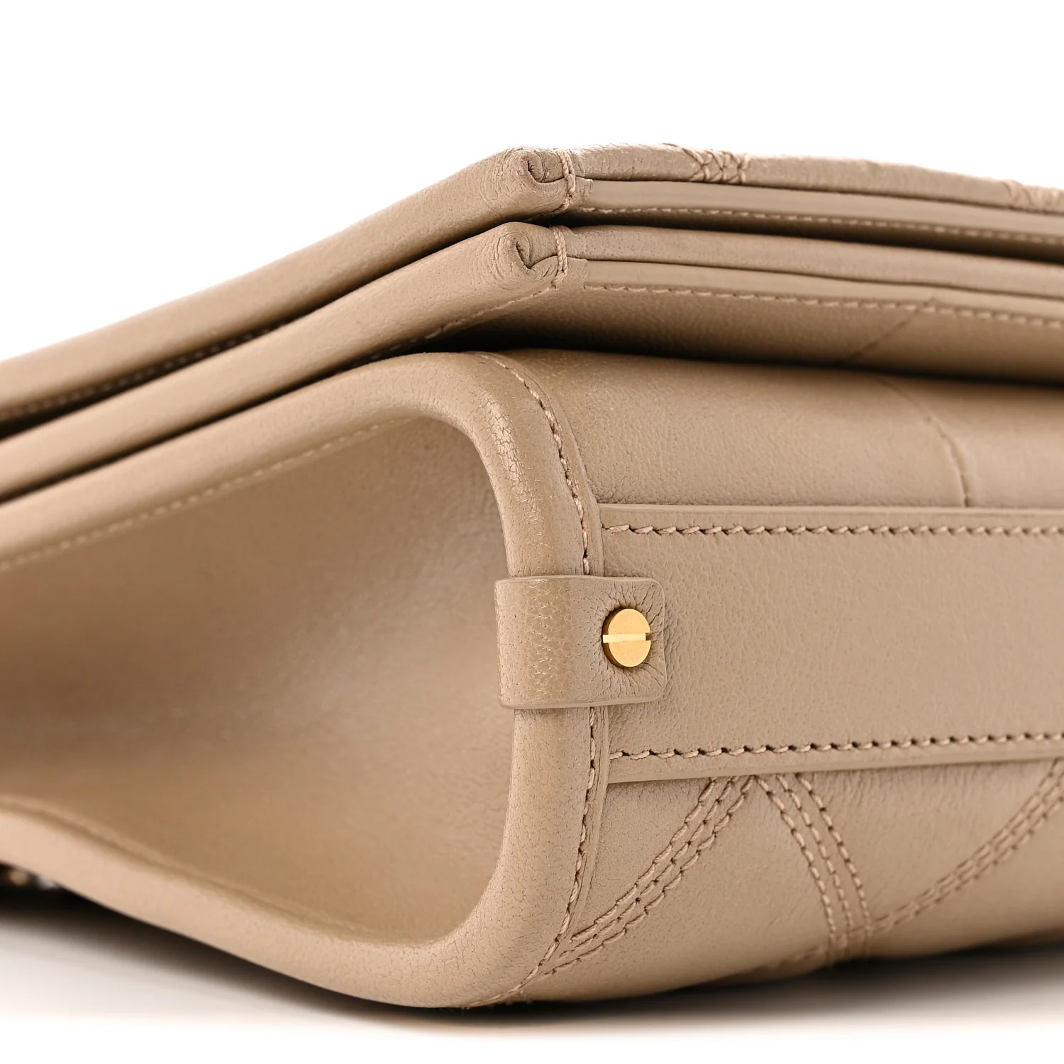 Lambskin Quilted Mini Becky Chain Bag Dark Beige