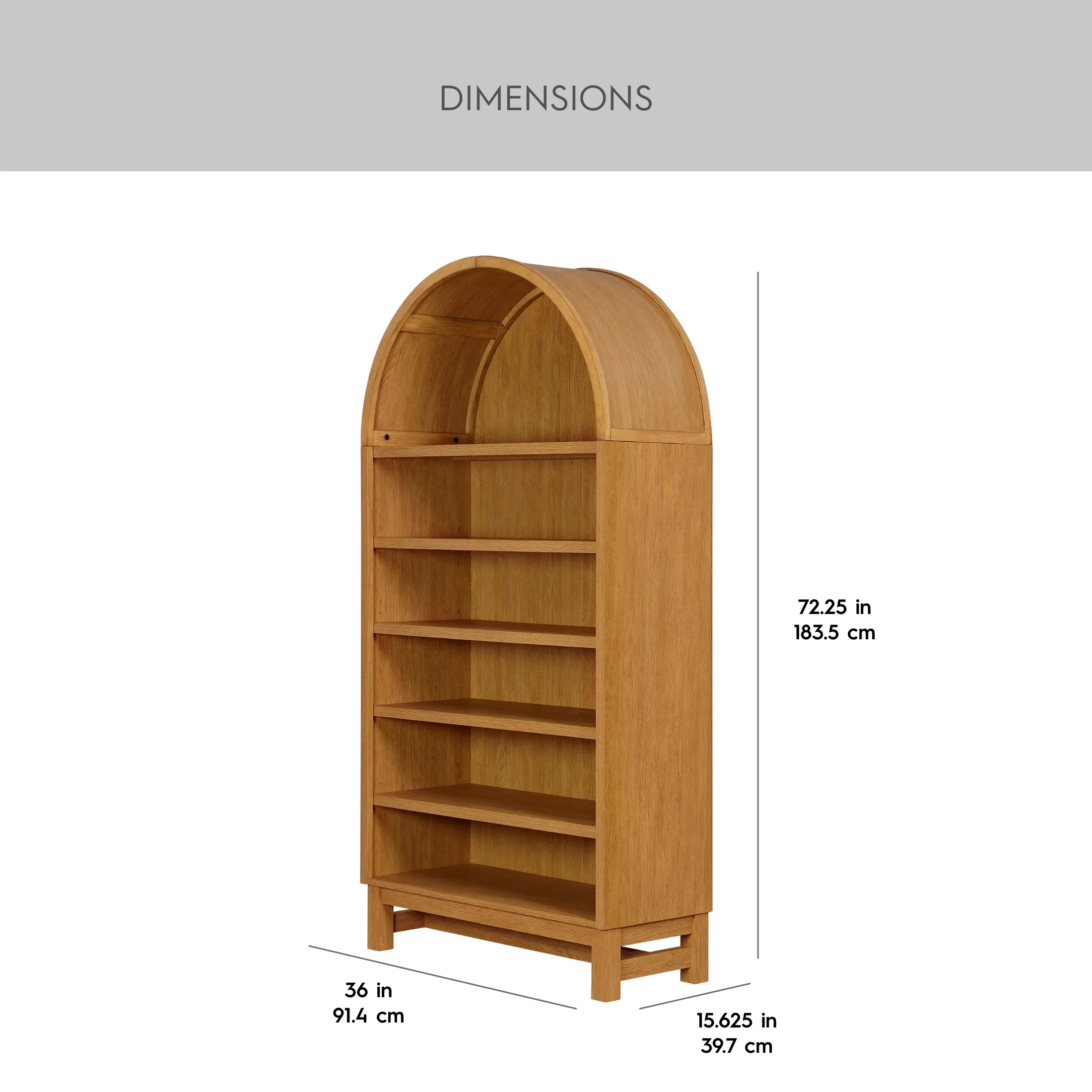 Better Homes & Gardens Juliet Open Arch Bookcase, Rich Black and Light Honey
