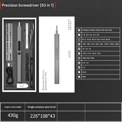 (50 en 1)Ensemble de tournevis électriques sans fil Micro Precision, rechargeables, cinq vitesses, outils portables pour la réparation à domicile — vue 1