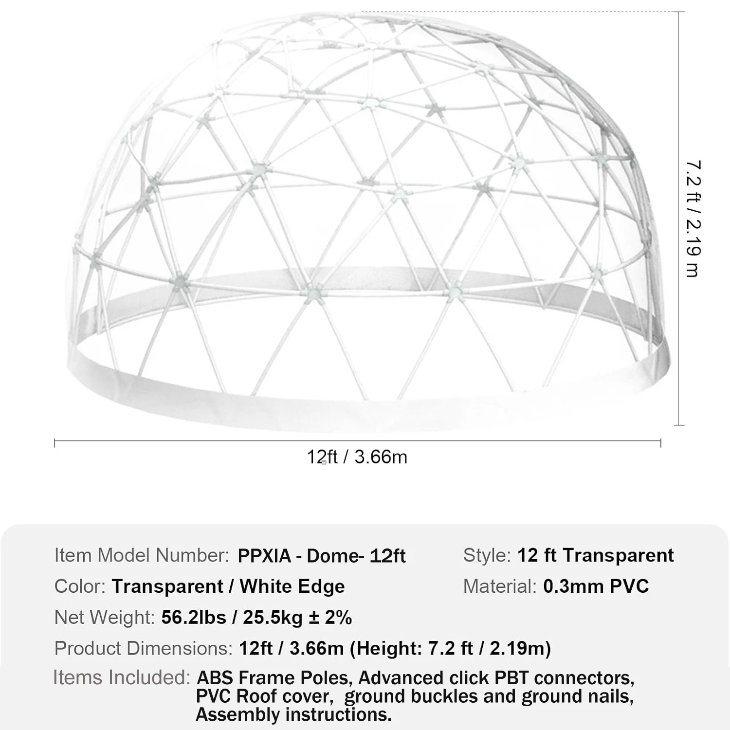 Garden Dome Tent House, Upgraded Garden Tent with PVC Transparent Cover and Window, Waterproof Outdoor Geodesic Dome Camping Shelter for Patio - Image 5