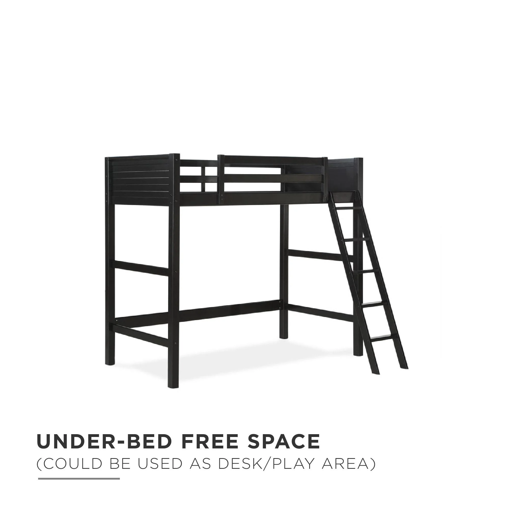 Your Zone Kiarah Twin Loft Bed with Ladder, White