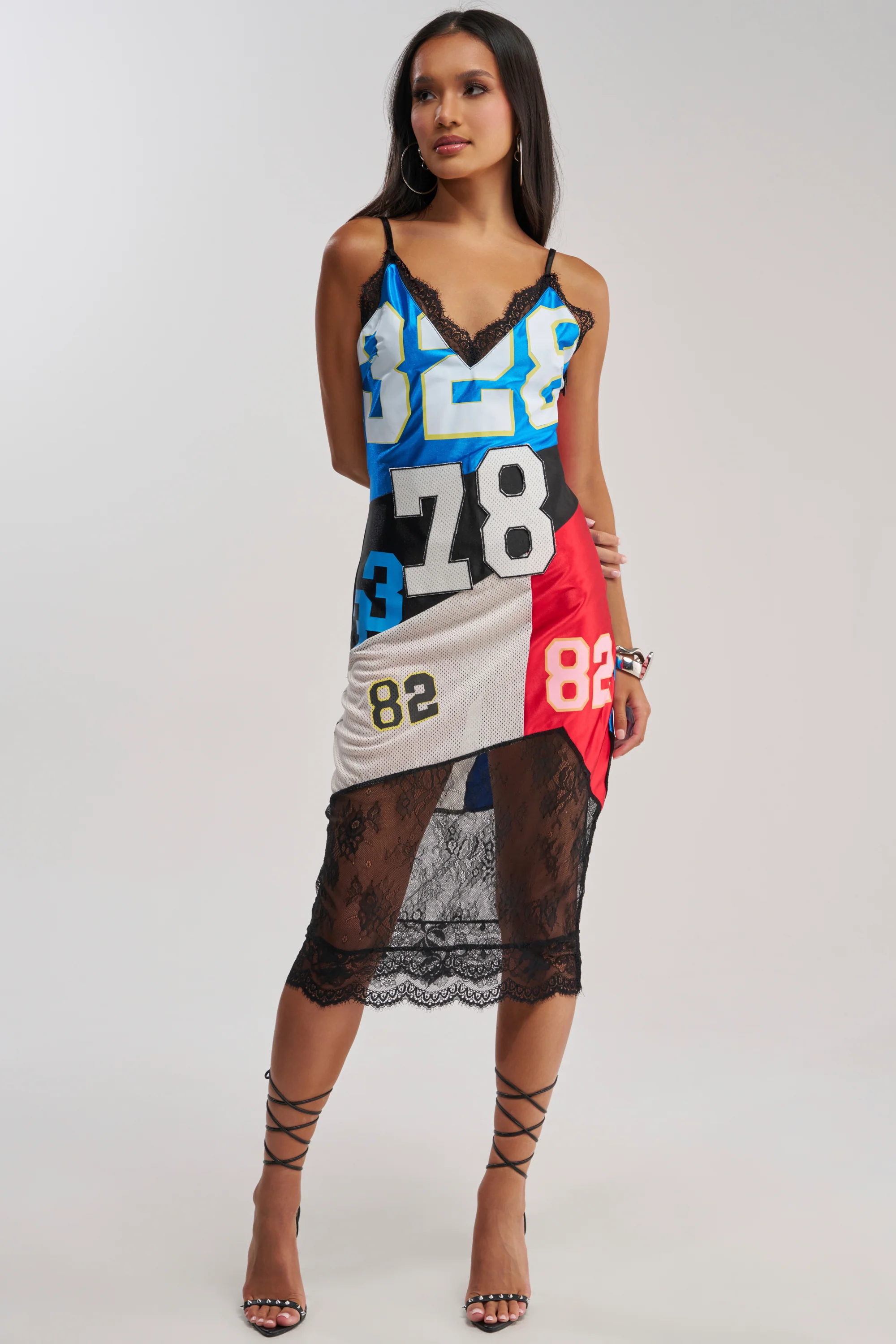 SPORT CHIC PANELED LACE MIDI DRESS - Akira Store