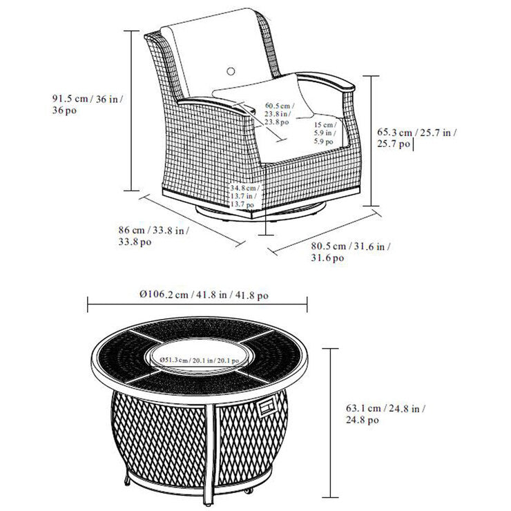 Ensemble de 5 pièces Agio Vermont Fire Chat