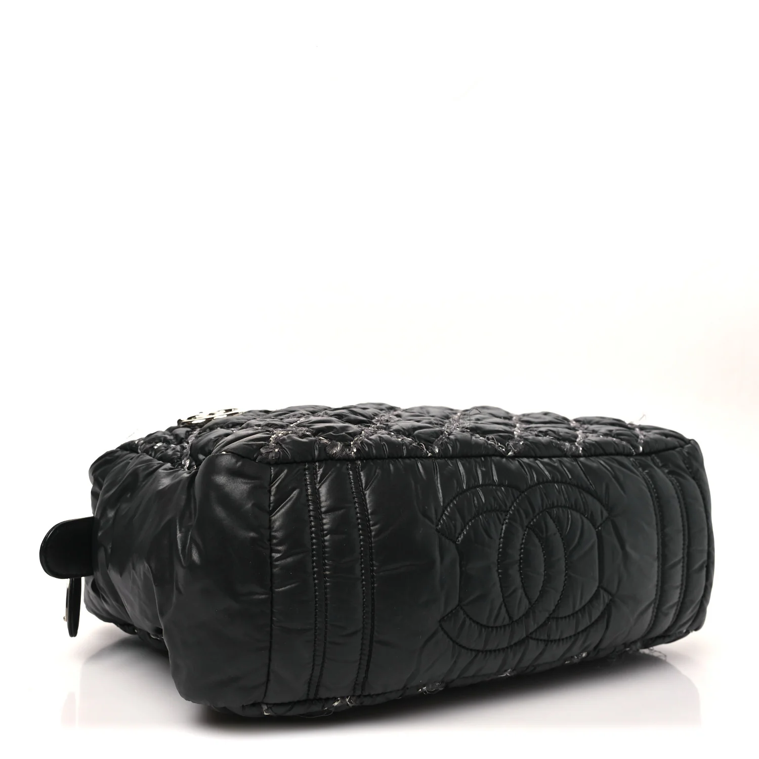 Nylon Quilted Tweed Stitch Bubble Camera Case Black
