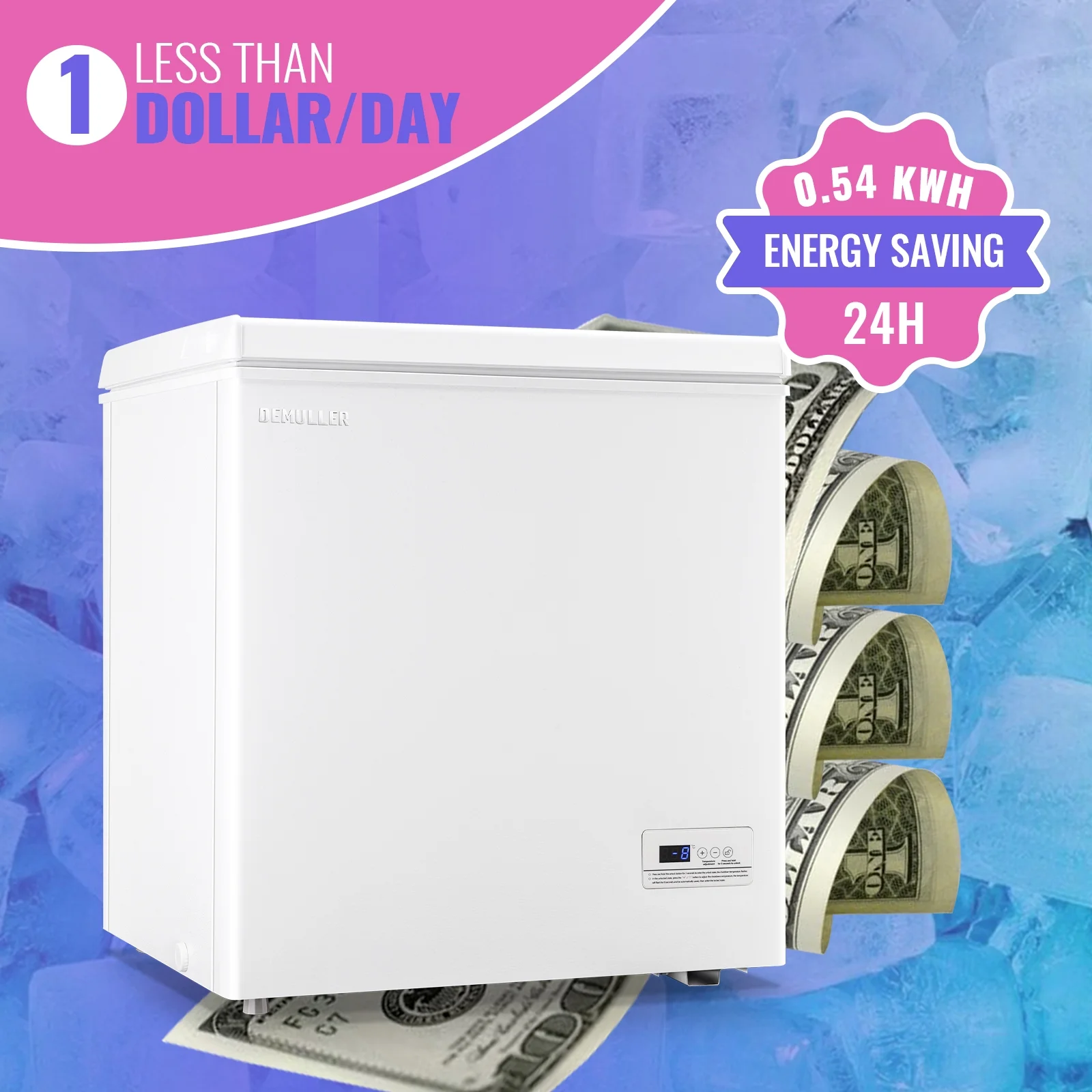 Chest Freezer 5.0 Cu. ft Deep Freezer with Two Hanging Baskets Top Open Door Freezer White(White) - Image 2