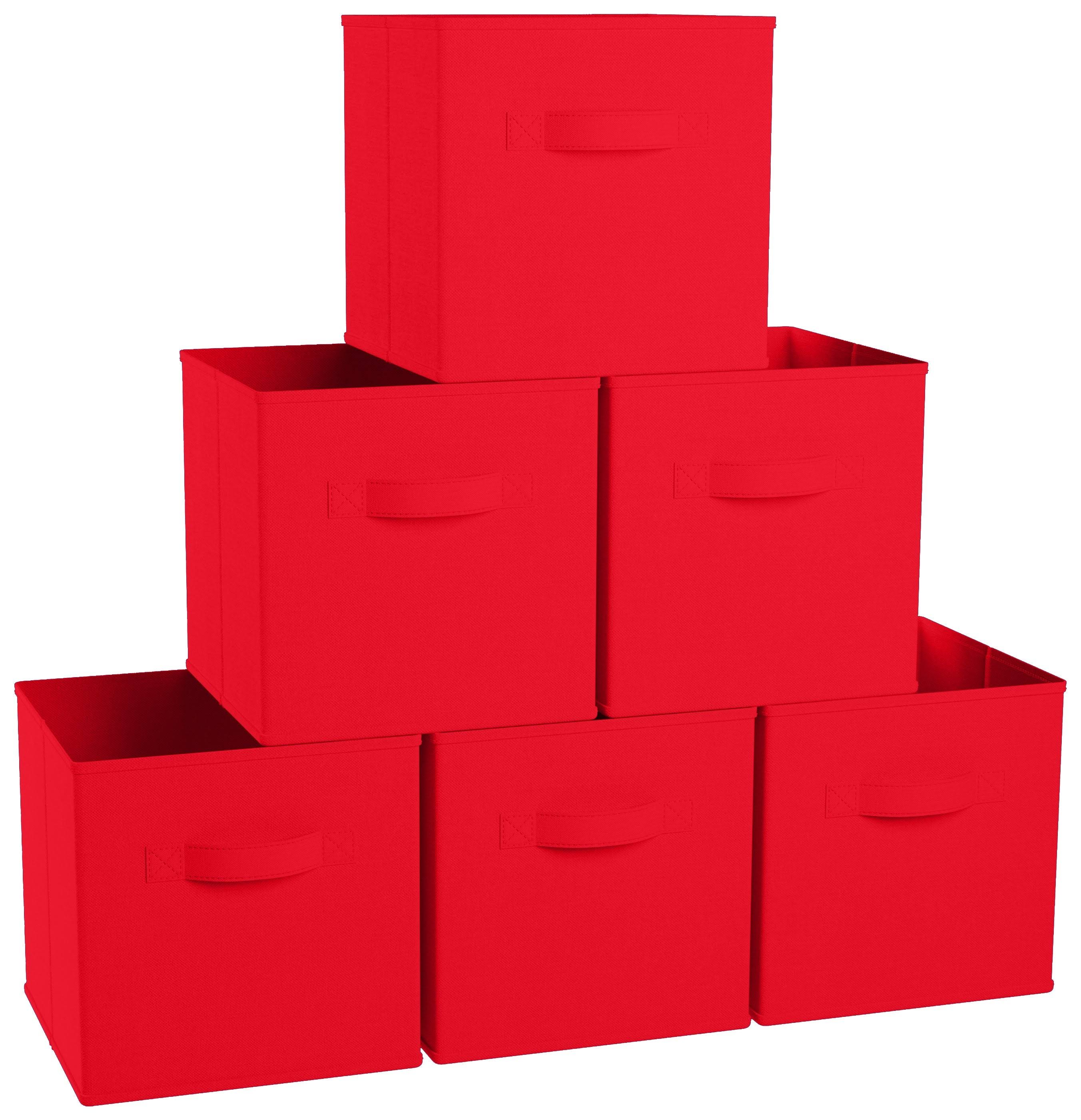 Foldable Storage Cube Bins with Dual Handles 13 x 13 x 13 / Red