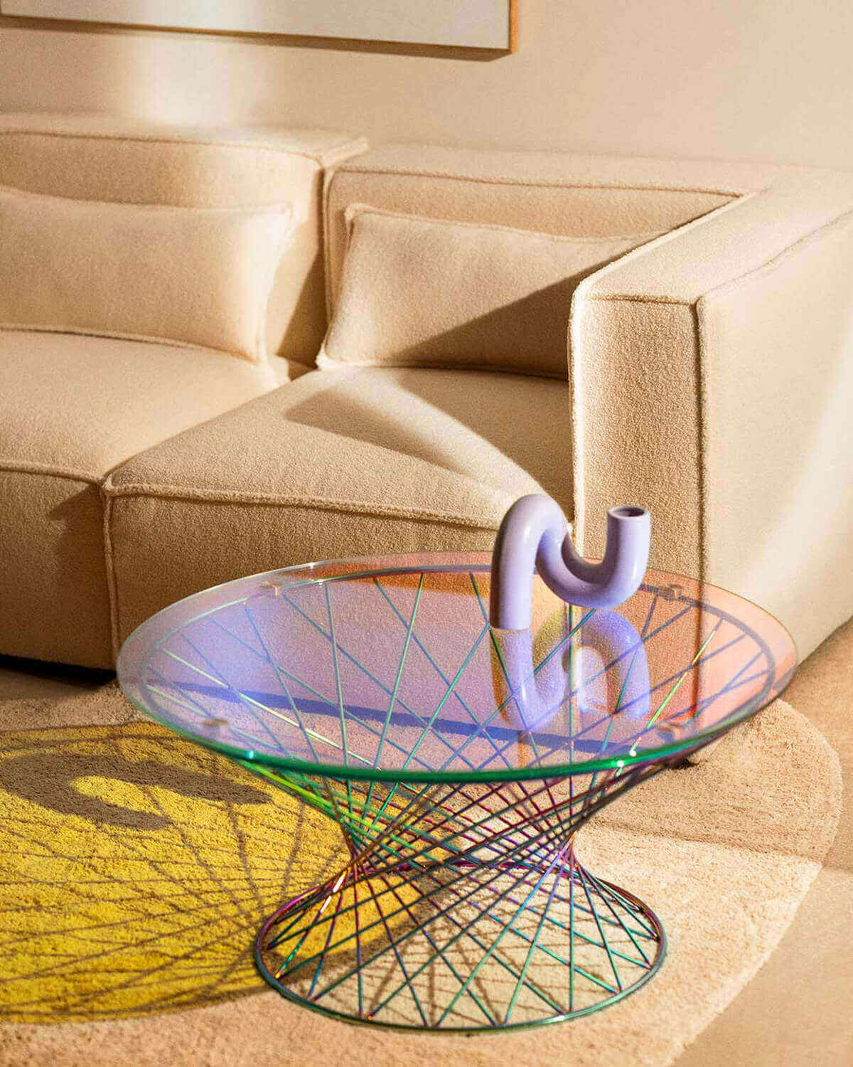 Kilhe Bouclé - Sofá Modular de 4 piezas con 3 Sillones de Tela Bouclé Kilhe