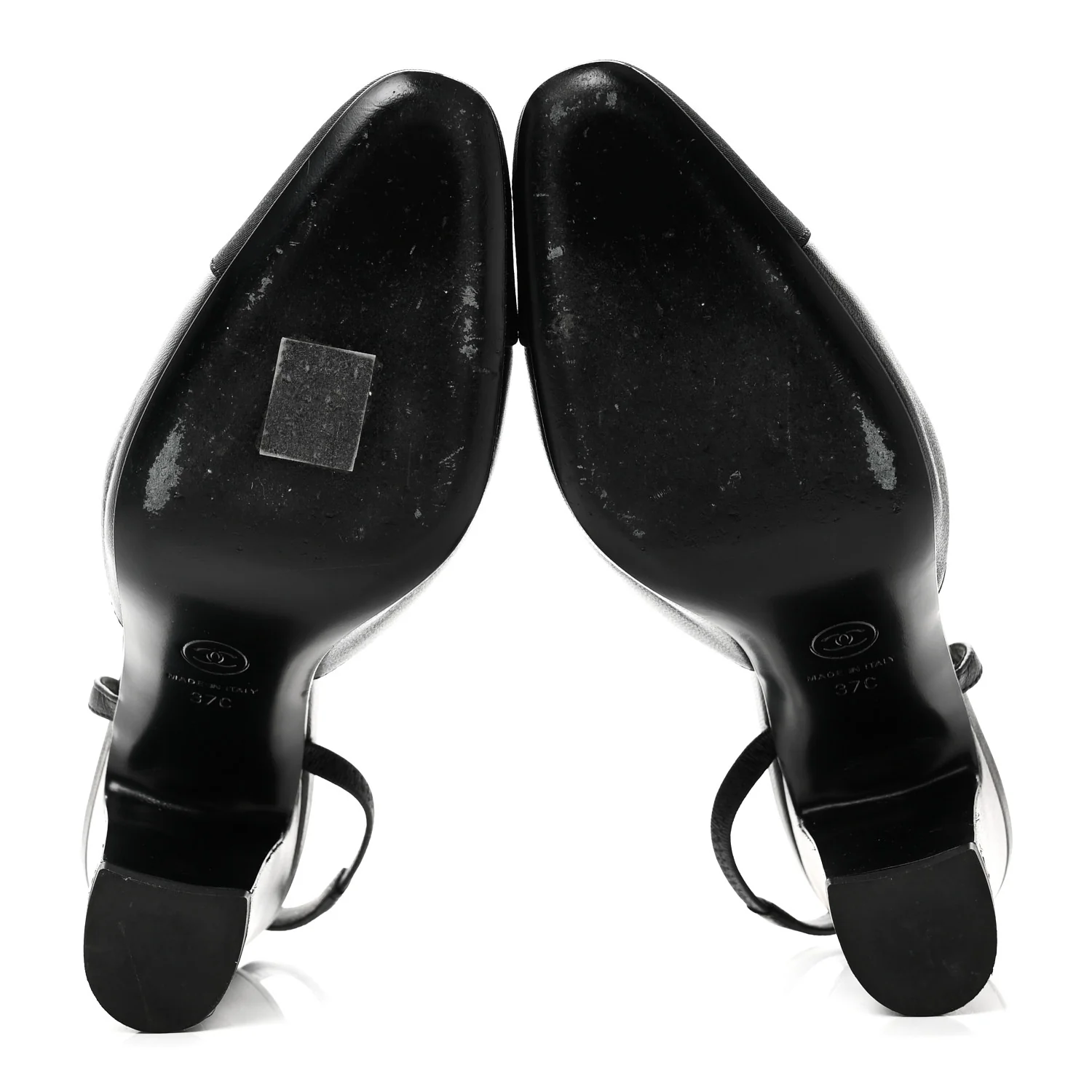 Lambskin Grosgrain Cap Toe CC Slingback Pumps 37 Black