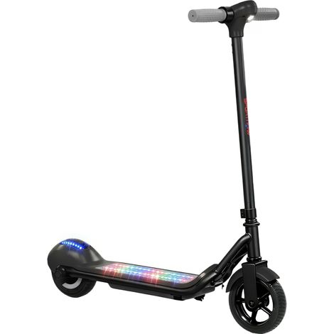 Trottinette électrique enfants 6-14 ans, écran LED, lumières RGB, pneus 6,5'', vitesse 10 km/h, démarrage au kick, noir — vue 2