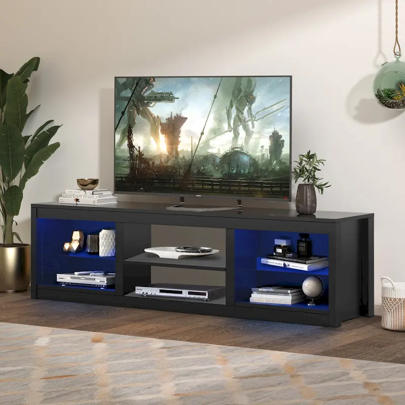 66-Inch Contemporary RGB LED TV Stand Console for TVs Up to 75 Inches