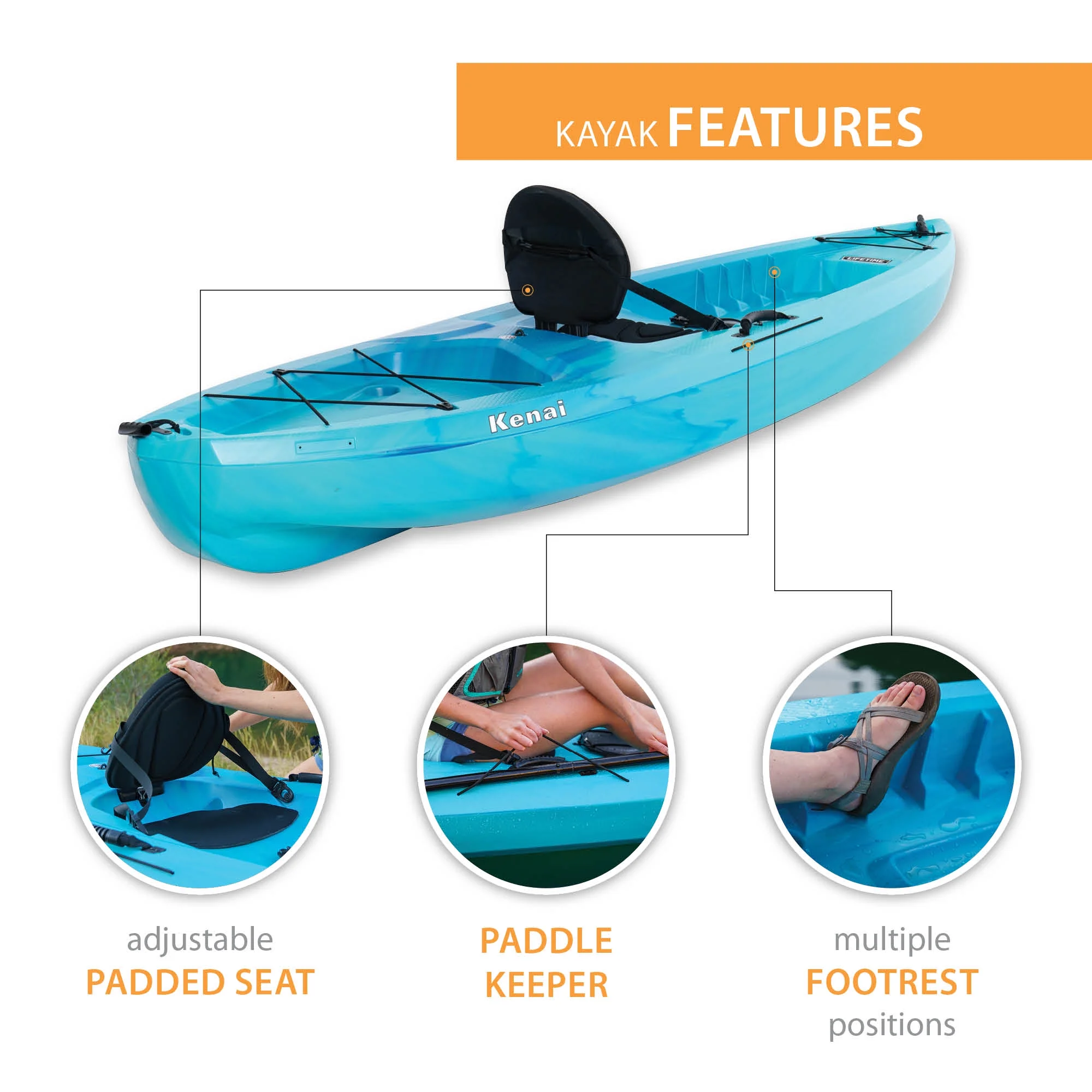 Kenai 123 inch Sit On Top Kayak, Bahama Fusion (91146)(Bahama Fusion) Image 6