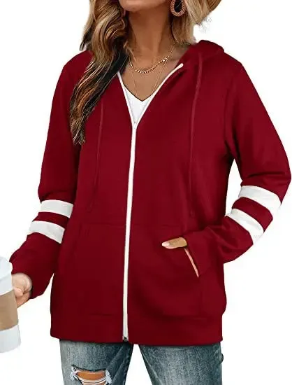 Sophie Paris I Sweat à Capuche Zippé avec Bandes Contrastantes