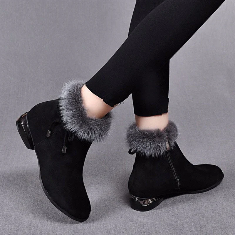 Bottes chevilles chaudes et élégantes antidérapantes pour femmes