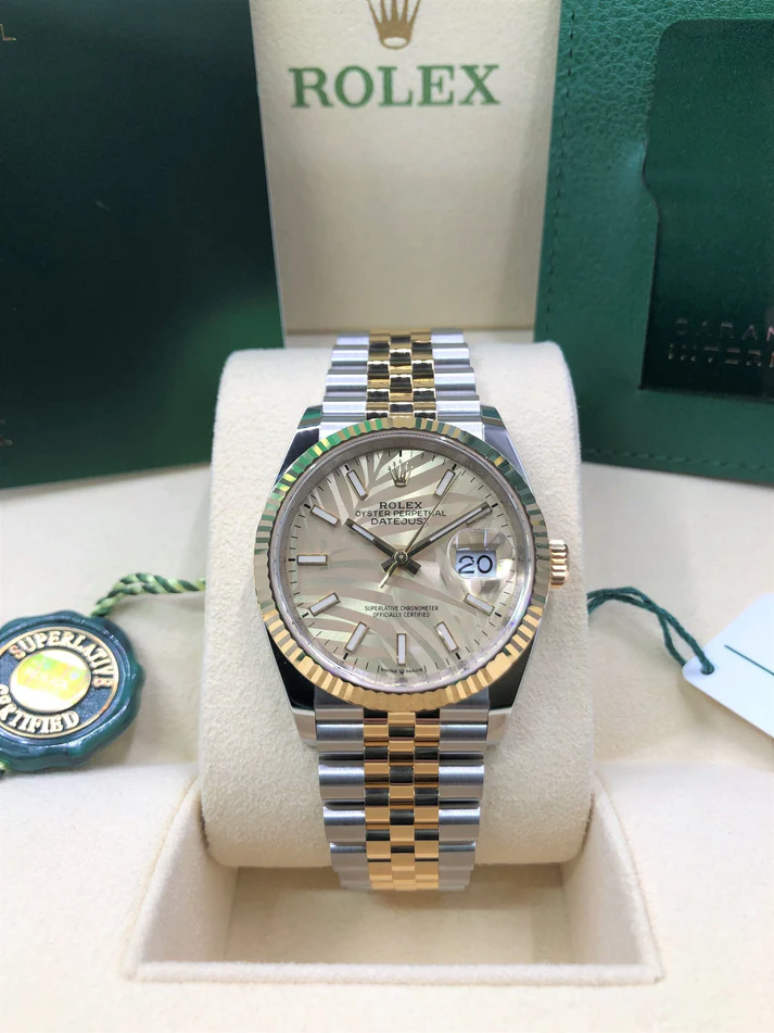 [Super Clone]RLX  Datejust 36mm 126233-0037 Golden Palm Motif 36mm Dial Jubilee Bracelet Watch