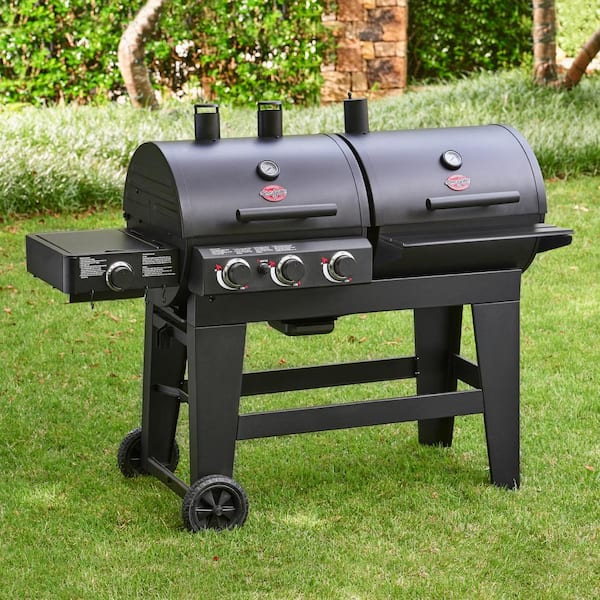 Double Play 1,260 sq , in 3 Burner Gas and Charcoal Grill in Black Image 2