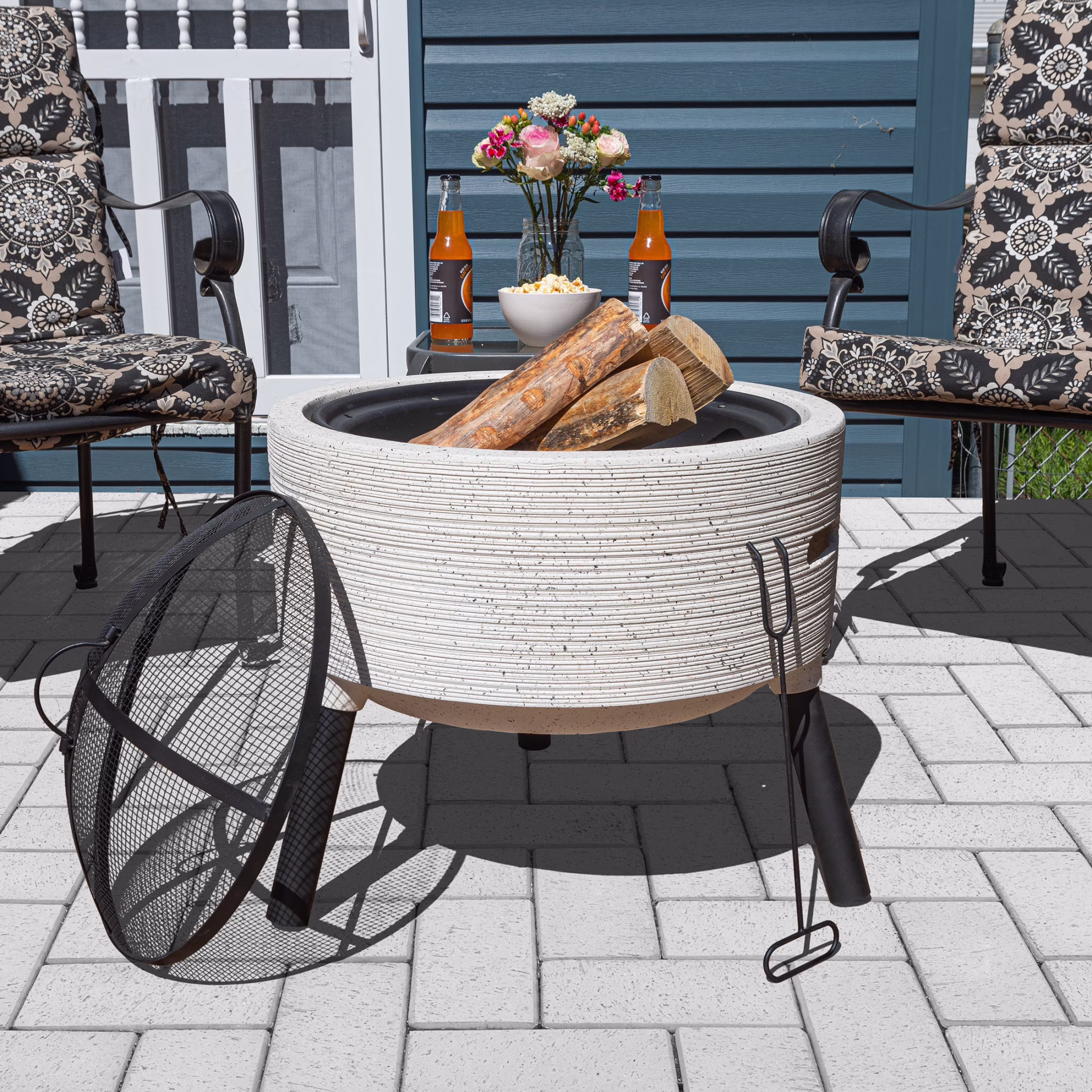 Pure Garden 21�?Round Outdoor Fire Pit - Wood Fire Pits for Outside Patio
