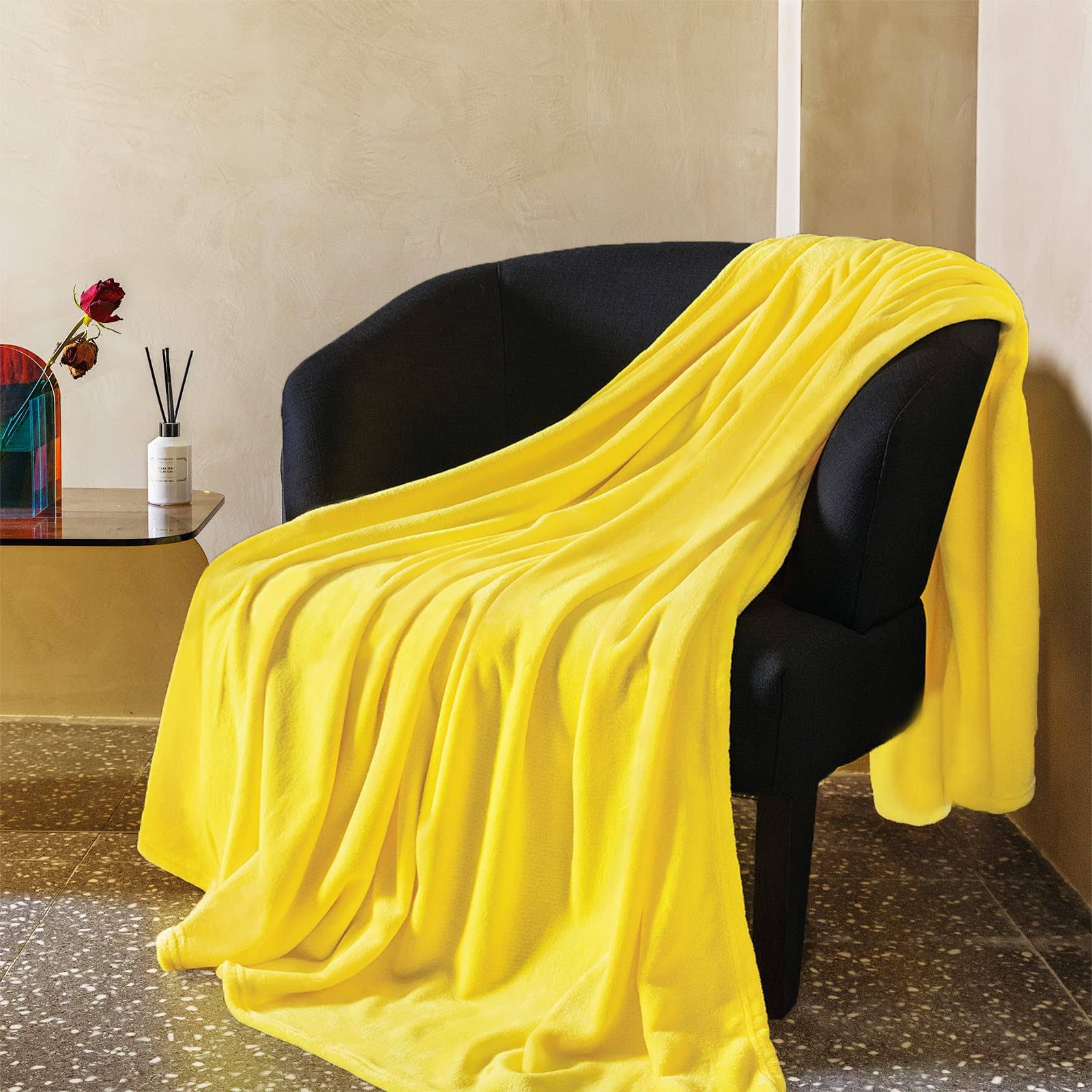 JIAHANNHA Yellow Fleece Throw Blanket 50